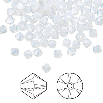 Bead, Crystal Passions®, White Opal, 4mm bicone (5328). Sold per pkg of 48.
