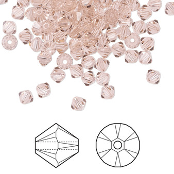 Bead, Crystal Passions®, Vintage Rose, 4mm bicone (5328). Sold per pkg of 48.