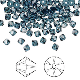 Bead, Crystal Passions®, Montana, 4mm bicone (5328). Sold per pkg of 48.