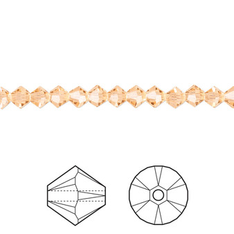 Bead, Crystal Passions®, Light Peach, 4mm bicone (5328). Sold per pkg of 48.