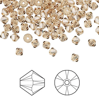 Bead, Crystal Passions®, Light Colorado Topaz, 4mm bicone (5328). Sold per pkg of 48.