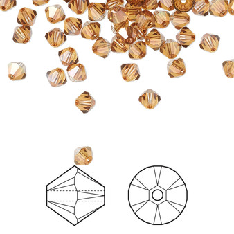 Bead, Crystal Passions®, Crystal Copper, 4mm bicone (5328). Sold per pkg of 48.
