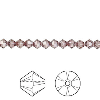 Bead, Crystal Passions®, Crystal Antique Pink, 4mm bicone (5328). Sold per pkg of 48.