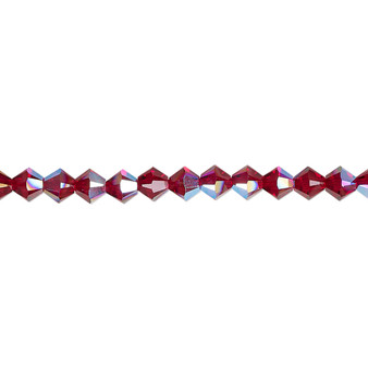 Bead, Crystal Passions®, Siam Shimmer, 4mm bicone (5328). Sold per pkg of 48.