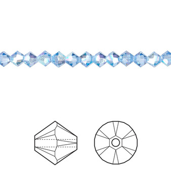 Bead, Crystal Passions®, Light Sapphire AB, 4mm bicone (5328). Sold per pkg of 48.