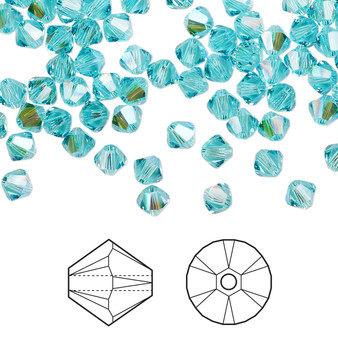 Bead, Crystal Passions®, Light Turquoise Glacier Blue, 4mm bicone (5328). Sold per pkg of 48.
