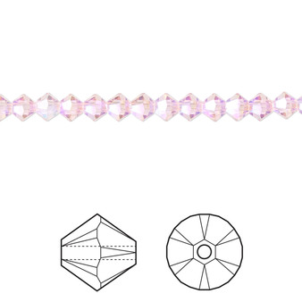 Bead, Crystal Passions®, Light Rose AB2X, 4mm bicone (5328). Sold per pkg of 48.