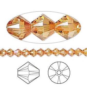 Bead, Crystal Passions®, Crystal Summer Blush, 4mm bicone (5328). Sold per pkg of 48.