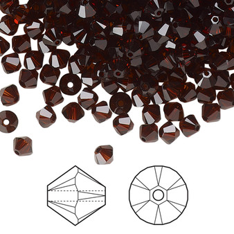 Bead, Crystal Passions®, Smoked Amber, 4mm bicone (5328). Sold per pkg of 144.
