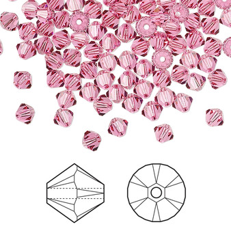 Bead, Crystal Passions®, Rose, 4mm bicone (5328). Sold per pkg of 144.