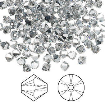 Bead, Crystal Passions®, Crystal Comet Argent Light, 4mm bicone (5328). Sold per pkg of 144.
