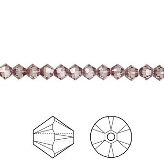 Bead, Crystal Passions®, Crystal Antique Pink, 4mm bicone (5328). Sold per pkg of 144.