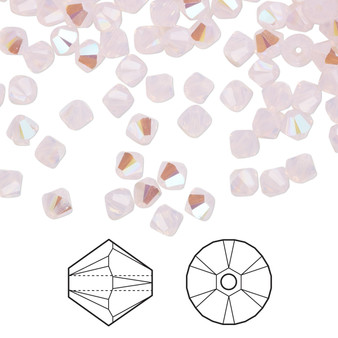 Bead, Crystal Passions®, Rose Water Opal Shimmer, 4mm bicone (5328). Sold per pkg of 144.