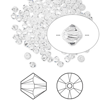 Bead, Crystal Passions®, crystal clear, 2.5mm bicone (5328). Sold per pkg of 144 (1 gross).