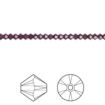 Bead, Crystal Passions®, Amethyst, 2.5mm bicone (5328). Sold per pkg of 144 (1 gross).