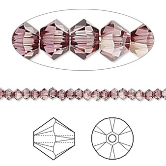 Bead, Crystal Passions®, Crystal Antique Pink, 3mm bicone (5328). Sold per pkg of 48.