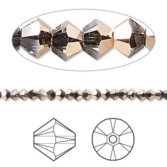 Bead, Crystal Passions®, Crystal Rose Gold, 3mm bicone (5328). Sold per pkg of 48.