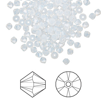 Bead, Crystal Passions®, White Opal, 3mm bicone (5328). Sold per pkg of 48.