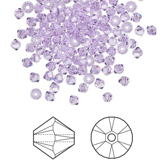 Bead, Crystal Passions®, Violet, 3mm bicone (5328). Sold per pkg of 48.
