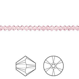 Bead, Crystal Passions®, Light Rose, 3mm bicone (5328). Sold per pkg of 48.