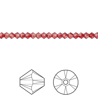 Bead, Crystal Passions®, Scarlet, 3mm bicone (5328). Sold per pkg of 48.