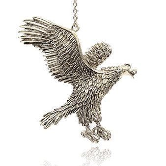 Tibetan StyleAlloy Pendant, Eagle, Silver, 95x73x8mm