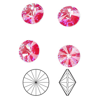 Chaton, Crystal Passions®, crystal royal red DeLite, 12mm faceted rivoli (1122). Sold per pkg of 4.