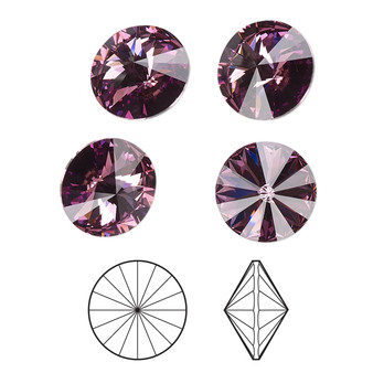 Chaton, Crystal Passions®, iris, foil back, 12mm faceted rivoli (1122). Sold per pkg of 4.