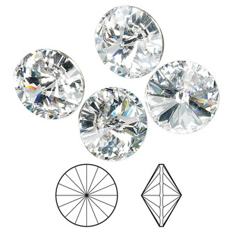 Chaton, Crystal Passions®, crystal clear, foil back, 14mm faceted rivoli (1122). Sold per pkg of 4.