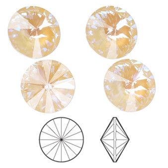 Chaton, Crystal Passions®, ivory cream DeLite, 14mm faceted rivoli (1122). Sold per pkg of 4.