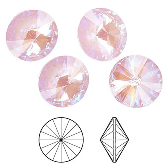 Chaton, Crystal Passions®, crystal lavender DeLite, 14mm faceted rivoli (1122). Sold per pkg of 4.