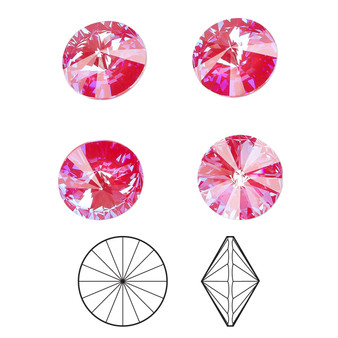 Chaton, Crystal Passions®, crystal royal red DeLite, 14mm faceted rivoli (1122). Sold per pkg of 4.