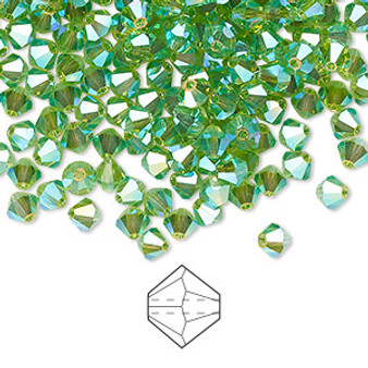 4mm - Preciosa Czech - Peridot AB2X - 144pk - Faceted Bicone Crystal