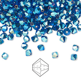 4mm - Preciosa Czech - Capri Blue AB2X - 144pk - Faceted Bicone Crystal