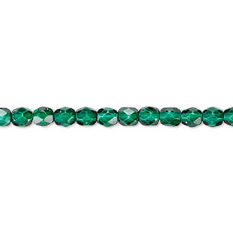 4mm - Czech - Dipped Décor Teal - Strand (approx 100 beads) - Faceted Round Fire Polished Glass