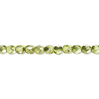 4mm - Czech - Clear with Half Coat Metallic Silver Green - Strand (approx 100 beads) - Faceted Round Fire Polished Glass