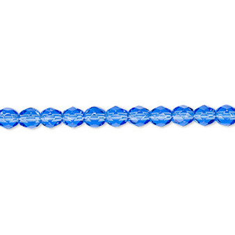 4mm - Czech - Light Cobalt - 1200 beads (1 Mass) - Faceted Round Fire Polished Glass