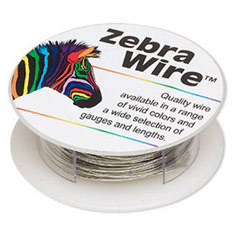 Wire, Zebra Wire™, copper, silver color, round, 22 gauge. Sold per 15-yard spool.