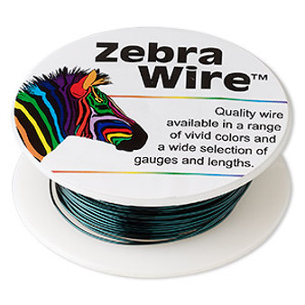 Wire, Zebra Wire™, color-coated copper, forest green, round, 24 gauge. Sold per 20-yard spool.