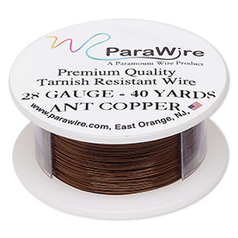 Wire, ParaWire™, antiqued copper, round, 28 gauge. Sold per 40-yard spool.