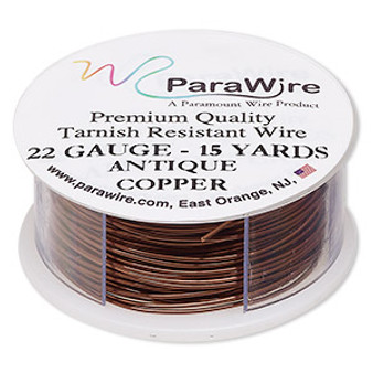 Wire, ParaWire™, antiqued copper, round, 22 gauge. Sold per 15-yard spool.