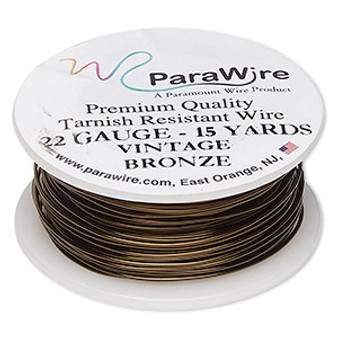 Wire, ParaWire™, vintage bronze-finished copper, round, 22 gauge. Sold per 15-yard spool.