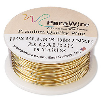Wire, ParaWire™, brass, jeweler's bronze, round, 22 gauge. Sold per 15-yard spool.