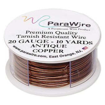 Wire, ParaWire™, antiqued copper, round, 20 gauge. Sold per 10-yard spool.