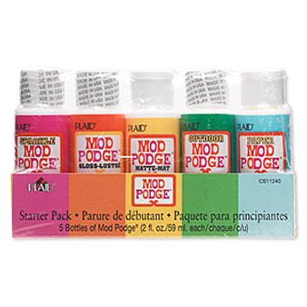 Adhesive set, assorted Mod Podge® glue sealer. Sold per pkg of (5) 2-fluid ounce bottles.