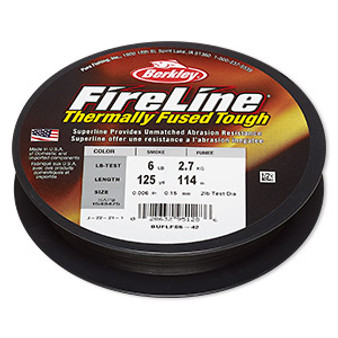 Thread, Berkley® FireLine®, high-modulus polyethylene, smoke, 0.15mm diameter, 6-pound test. Sold per 125-yard spool.