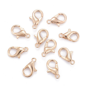 Lobster Claw Clasps Light Gold, 12x6mm, Hole: 1.8mm - 20 pack