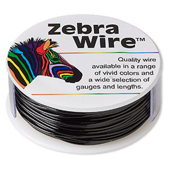 Wire, Zebra Wire™, color-coated copper, black, round, 18 gauge. Sold per 1/4 pound spool, approximately 17 yards.