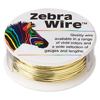 Wire, Zebra Wire™, brass, round, 20 gauge. Sold per 1/4 pound spool, approximately 27 yards.