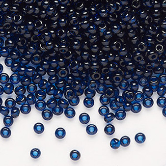 Seed bead, Preciosa Ornela, Czech glass, transparent dark aquamarine, #8 rocaille. Sold per 50-gram pkg.